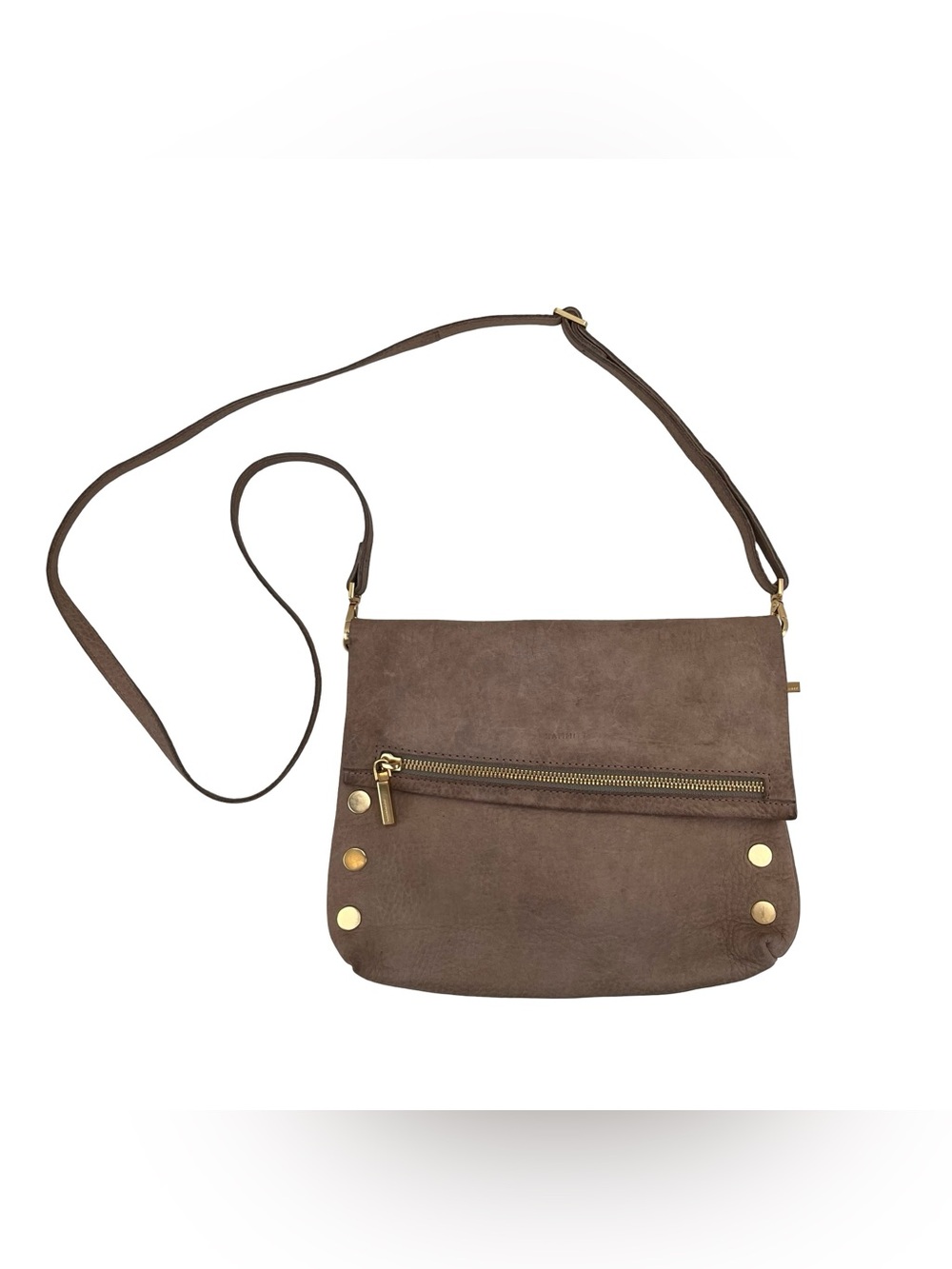 Hammitt Taupe Suede Crossbody with Gold Hardware